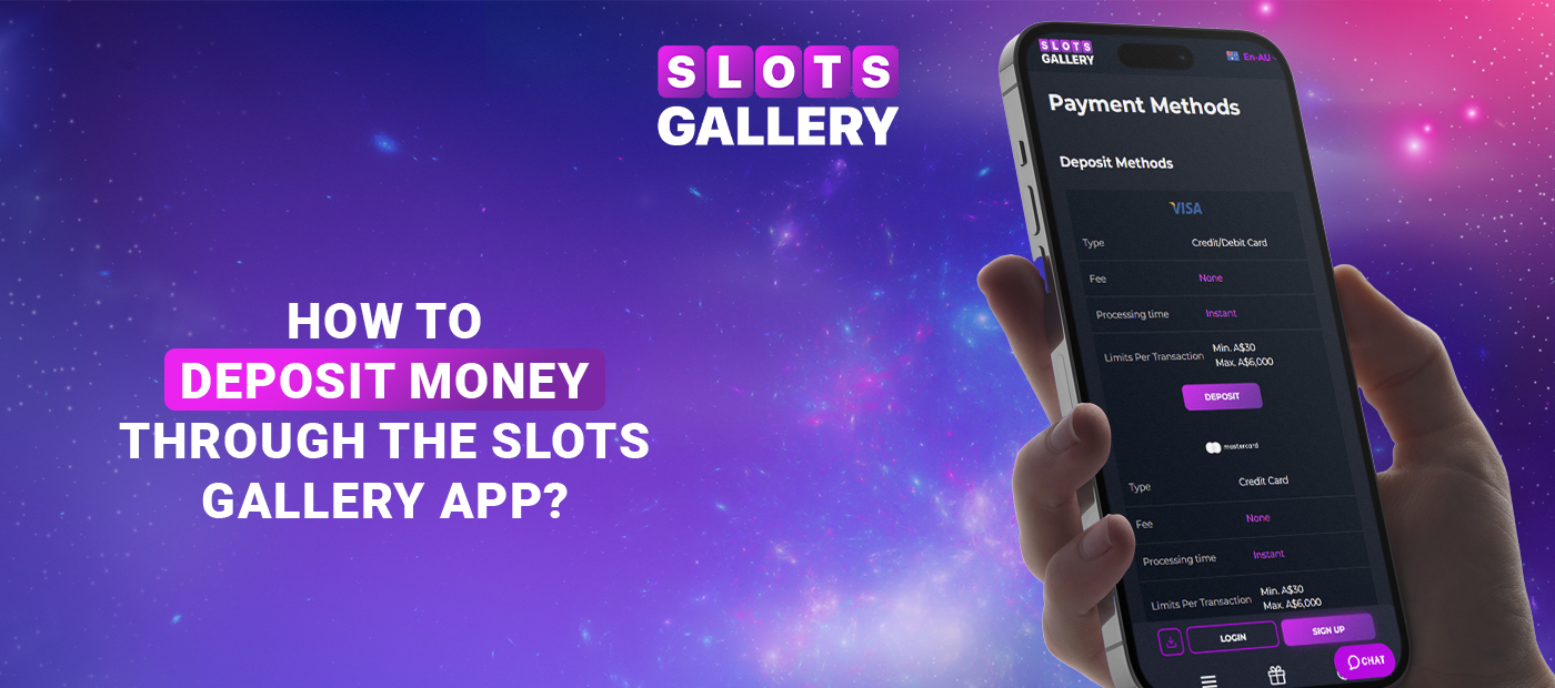 Making a deposit in Slots Gallery mobile casino app